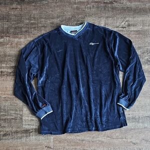 FUBU - Dark Blue Velvet Long Sleeve Shirt